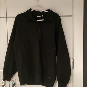 TNA Men's Black Crewneck Collared Sweater